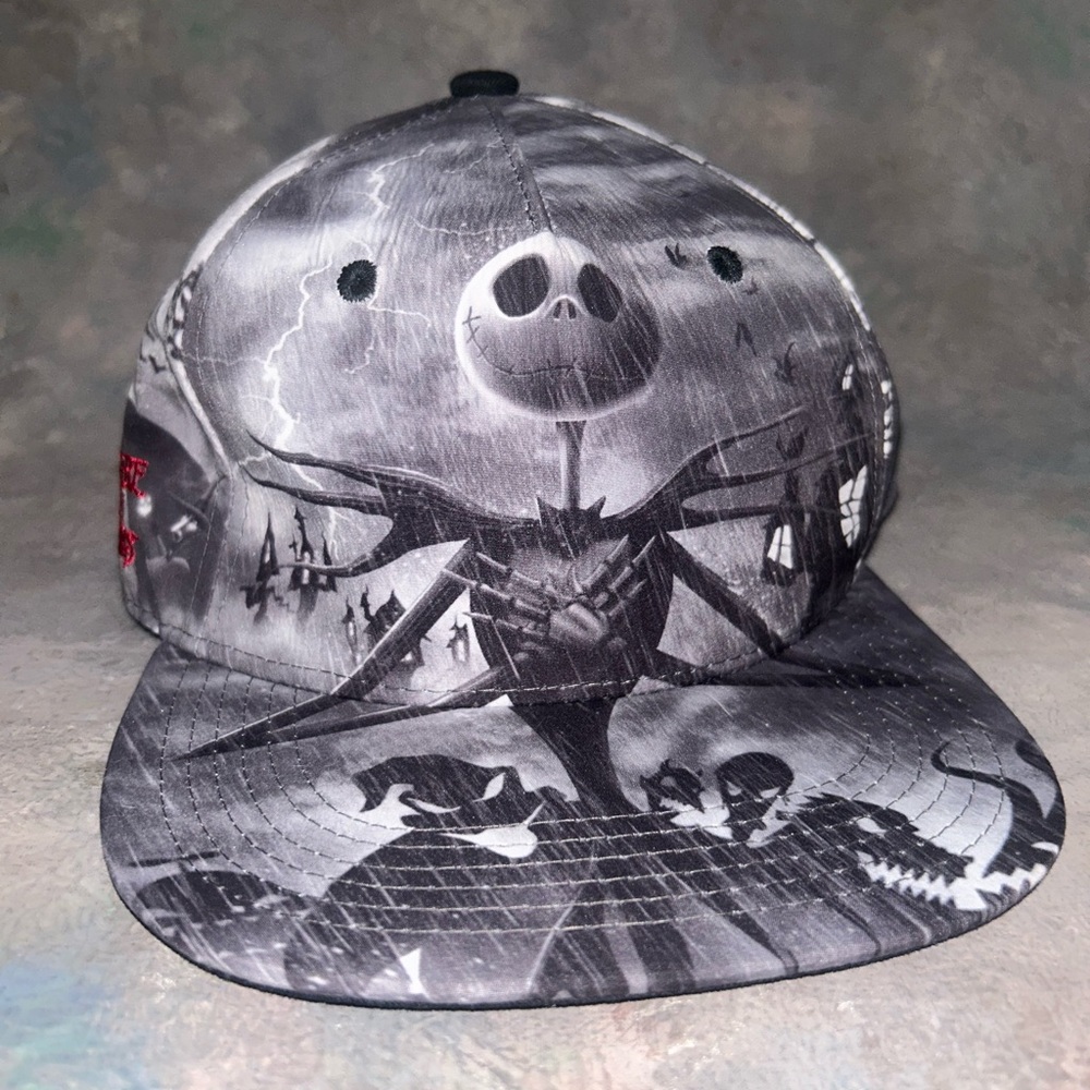 Nightmare Before Christmas Black and Gray Graphic Cap officially licensed.